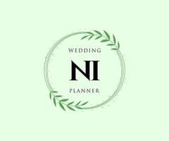 ni initiales lettre mariage monogramme logos collection, modèles minimalistes et floraux modernes dessinés à la main pour cartes d'invitation, réservez la date, identité élégante pour restaurant, boutique, café en image vectorielle vecteur