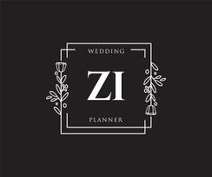 logo féminin zi initial. utilisable pour les logos nature, salon, spa, cosmétique et beauté. élément de modèle de conception de logo vectoriel plat.