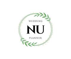 nu initiales lettre mariage monogramme logos collection, modèles minimalistes et floraux modernes dessinés à la main pour cartes d'invitation, réservez la date, identité élégante pour restaurant, boutique, café en image vectorielle vecteur