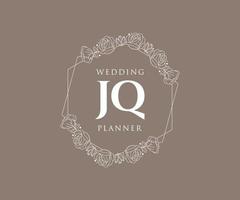 jq initiales lettre mariage monogramme logos collection, modèles minimalistes et floraux modernes dessinés à la main pour cartes d'invitation, réservez la date, identité élégante pour restaurant, boutique, café en image vectorielle vecteur