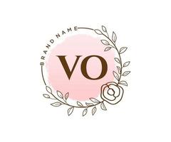 initiale vo logo féminin. utilisable pour les logos nature, salon, spa, cosmétique et beauté. élément de modèle de conception de logo vectoriel plat.