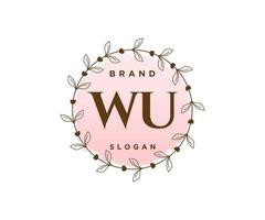 premier logo féminin wu. utilisable pour les logos nature, salon, spa, cosmétique et beauté. élément de modèle de conception de logo vectoriel plat.