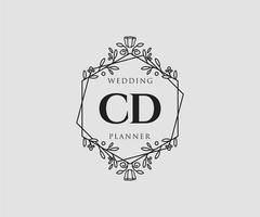 cd initiales lettre mariage monogramme logos collection, modèles minimalistes et floraux modernes dessinés à la main pour cartes d'invitation, réservez la date, identité élégante pour restaurant, boutique, café en image vectorielle vecteur