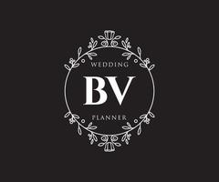 bv initiales lettre mariage monogramme logos collection, modèles minimalistes et floraux modernes dessinés à la main pour cartes d'invitation, réservez la date, identité élégante pour restaurant, boutique, café en image vectorielle vecteur