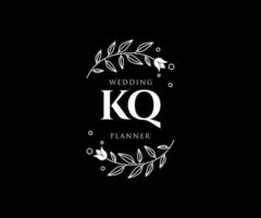 collection de logos de monogramme de mariage lettre initiales kq, modèles minimalistes et floraux modernes dessinés à la main pour cartes d'invitation, réservez la date, identité élégante pour restaurant, boutique, café en image vectorielle vecteur