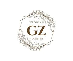 gz initiales lettre mariage monogramme logos collection, modèles minimalistes et floraux modernes dessinés à la main pour cartes d'invitation, réservez la date, identité élégante pour restaurant, boutique, café en image vectorielle vecteur