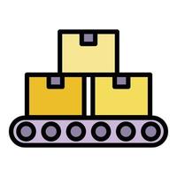 vecteur de contour de couleur de l'icône de la ligne de colis d'assemblage