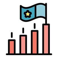 graphique d'évaluation et vecteur de contour de couleur d'icône de drapeau