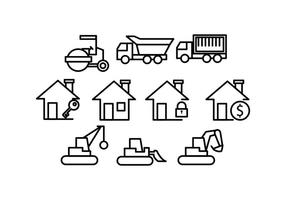 Vecteur gratuit de l'icône de la ligne de construction et de la maison