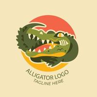 modèle de logo alligator plat vecteur