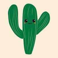 cactus de dessin animé mignon avec des yeux kawaii. vecteur en style cartoon. tous les éléments sont isolés