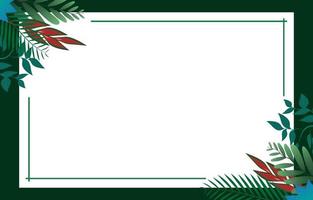 cadre rectangle de feuilles tropicales sur fond blanc. cartes d'invitation vectorielles avec des branches de brindilles à base de plantes et des cadres de bordure de coins. illustration vectorielle de bannière de fête d'été. concept de cadre tropical vert vecteur