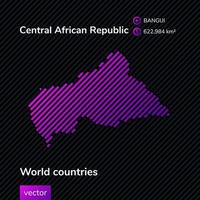 carte flet vectorielle de la république centrafricaine en violet sur fond rayé noir. bannière éducative vecteur