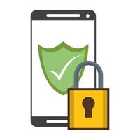 cadenas et bouclier du système de sécurité du smartphone vecteur