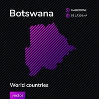 carte vectorielle du botswana dans un style plat aux couleurs violettes sur fond rayé noir. bannière éducative vecteur