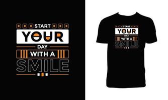 commencez votre journée avec un sourire typographie moderne lettrage citations inspirantes et motivantes conception de t-shirt. vecteur