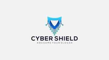 illustration de modèle de conception de logo tech cyber shield de qualité vecteur