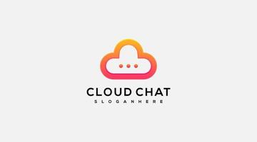 nuage chat belle icône vector illustration de conception de logo