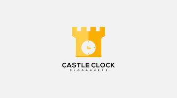 icône de conception de logo horloge château abstrait vecteur