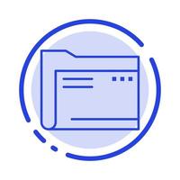 dossier archive document informatique stockage de fichiers vides icône de ligne en pointillé bleu vecteur