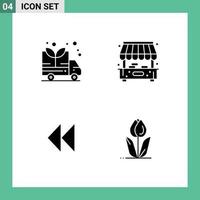 symboles d'icônes universels groupe de 4 glyphes solides modernes d'énergie vidéo contrôle de la ville éléments de conception vectoriels modifiables floraux vecteur