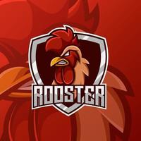 création de logo de mascotte de poulet. mascotte de tête de coq de poulet. conception d'emblème de tête de poulet pour l'équipe de sports électroniques vecteur