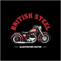 vecteur de logo de moto classique britannique sur fond noir