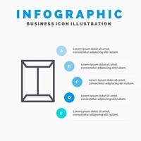 fenêtre rack ouvert placard boîte ligne icône avec 5 étapes présentation infographie fond vecteur