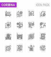 pack d'icônes coronavirus covid19 de 16 lignes telles que la prise en charge de la pilule de sang de fièvre coronavirus viral médical 2019nov éléments de conception de vecteur de maladie