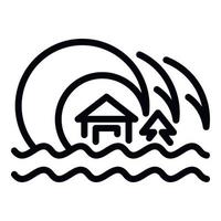 icône de tsunami d'été, style de contour vecteur