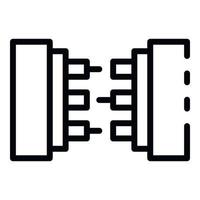 icône de connexion par câble, style de contour vecteur
