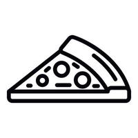 un morceau de pizza avec icône de saucisse, style de contour vecteur