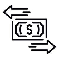 icône des flèches gauche et droite du billet de banque, style de contour vecteur