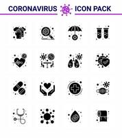 prévention des coronavirus 25 jeu d'icônes laboratoire coeur bleu propagation tube à essai sang coronavirus viral 2019nov éléments de conception de vecteur de maladie