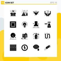 16 concept de glyphe solide pour les sites Web mobiles et les applications minimisent les éléments de conception vectoriels modifiables vecteur