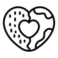 icône de cookie de coeur, style de contour vecteur