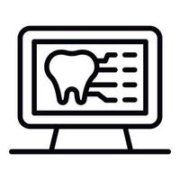 icône de moniteur d'analyse de dent, style de contour vecteur