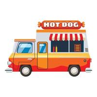 icône de collation mobile hot dog van, style cartoon vecteur