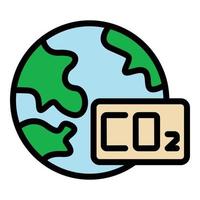 vecteur de contour de couleur d'icône de réchauffement climatique co2