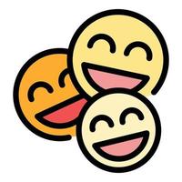 Groupe rire icône emoji vecteur contour couleur