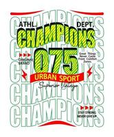 conception de typographie champions 075 pour t-shirts vecteur