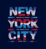 conception de typographie new york city imprimée pour les t-shirts vecteur