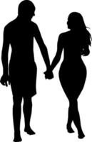 couples de silhouette noir et blanc. amants, bisous. La Saint-Valentin. illustration vectorielle pour site Web, impression vecteur