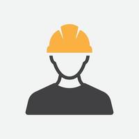 Avatar de profil de personne de vecteur d'icône de travailleur de la construction avec le casque et la veste durs, homme de constructeur dans un casque, icône, illustration de vecteur