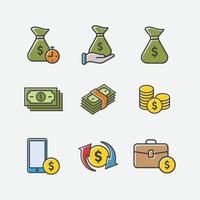 pack d'icônes de ligne plate à la mode pour les concepteurs et les développeurs. icônes pour l'argent, l'investissement, la finance, la banque, l'assurance, le financement et le paiement, pour les sites Web et les sites Web et applications mobiles. vecteur