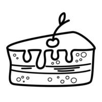 gâteau d'anniversaire ou muffin. symbole d'art en ligne pour l'impression et les applications Web. illustration vectorielle dans un style doodle dessiné à la main isolé sur fond blanc. vecteur