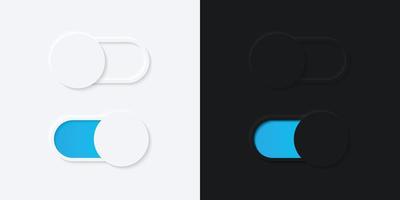 bouton de commutation minimaliste au design neumorphisme. simple, moderne et élégant. interface utilisateur 3d lisse et douce. mode clair et mode sombre. pour la conception de sites Web ou d'applications. illustration vectorielle. vecteur