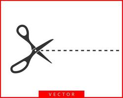 icône de ciseaux. les ciseaux coupent l'élément de conception de vecteur ou le modèle de logo. silhouette noire et blanche isolée.