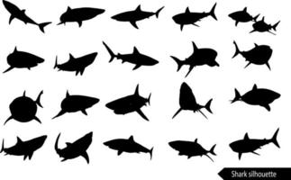 ensemble de silhouette de requin vecteur