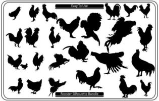 illustration vectorielle d'une silhouette de coq noir, poulets de volaille coqs vecteur